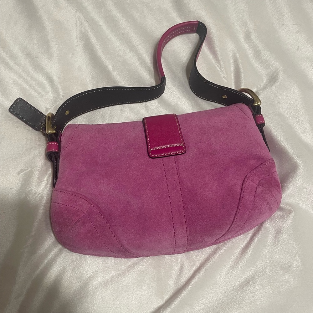Vintage Y2K Coach Signature Sufflette Handbag SoHo Pink Suede K04S-5675 - Picture 3 of 10